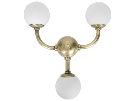 Noir Fixed Lighting 3-Light Antique Brass Wall Sconce