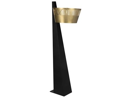 Noir Claudius Matte Black Antique Brass Floor Lamp