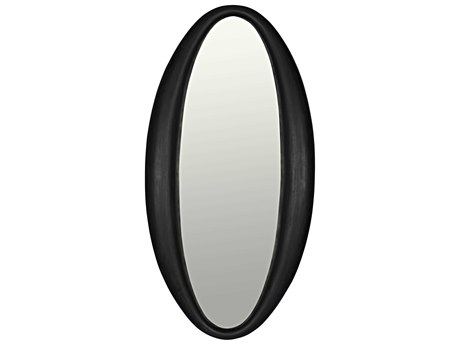 Noir Charcoal Black Oval Wall Mirror