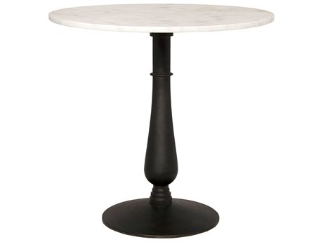 Noir Round Marble Matte Black End Table
