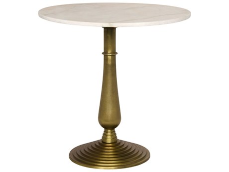 Noir Round Marble Antique Brass End Table