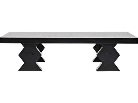 Noir Living Room Accents Rectangular Wood Hand Rubbed Black Coffee Table
