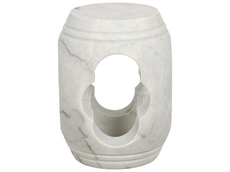 Noir Living Room Accents Round Marble Natural End Table