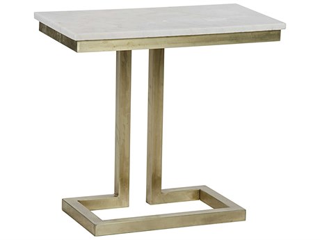 Noir Living Room Accents Rectangular Stone Antique Brass End Table