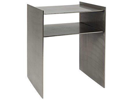Noir Living Room Accents Square Metal Antique Silver End Table