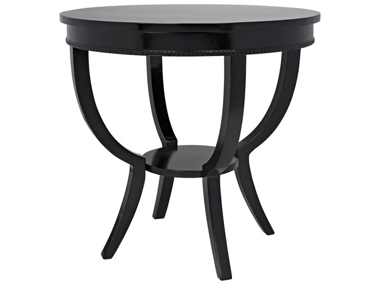Noir Living Room Accents Round Wood Black End Table | NOIGTAB223