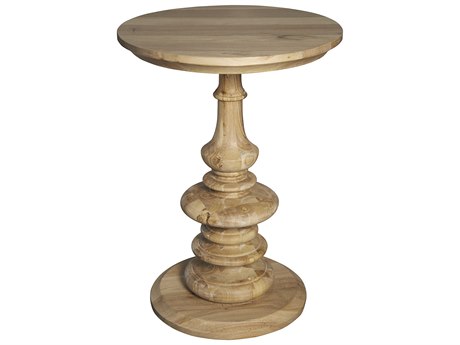 Noir Living Room Accents Round Wood Waxed End Table
