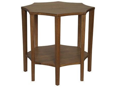 Noir Living Room Accents Hexagon Wood Dark Walnut End Table