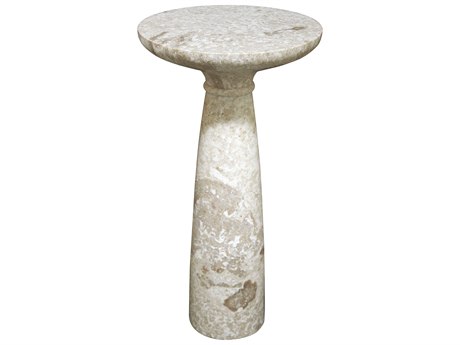 Noir Living Room Accents Round Marble End Table