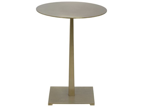 Noir Living Room Accents Round Metal Antique Brass End Table