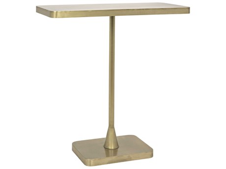 Noir Living Room Accents Rectangular Metal Antique Brass End Table