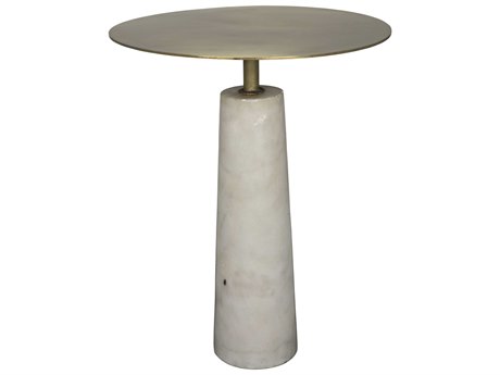 Noir Living Room Accents Round Metal Antique Brass End Table