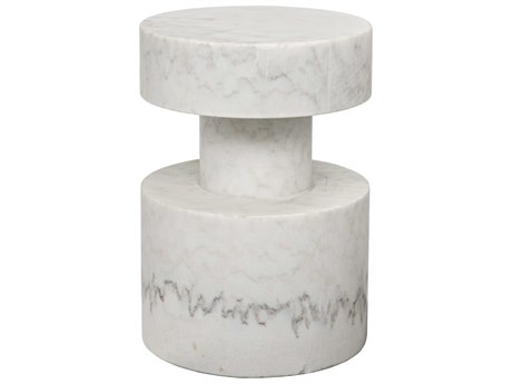 Noir Living Room Accents Round Marble Lightly Sealed End Table