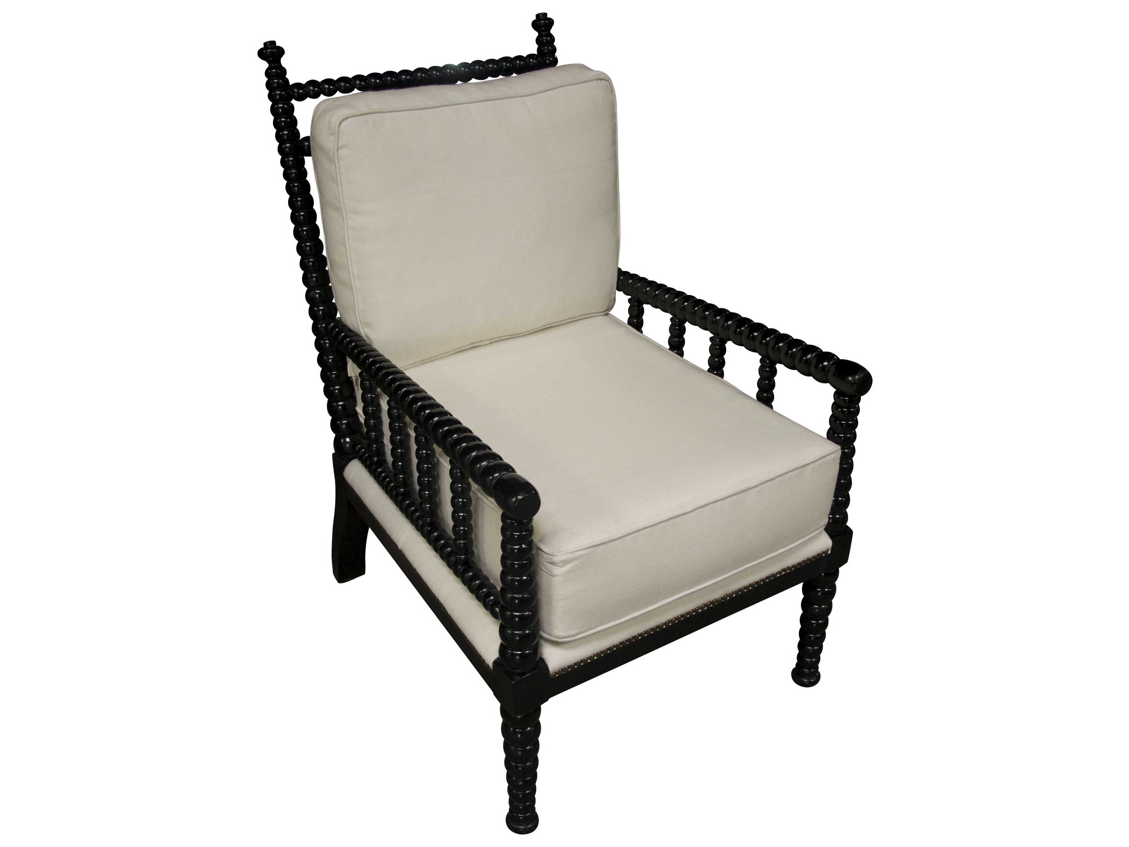 Noir Furniture Living Room Accents Distressed Black / White Cotton