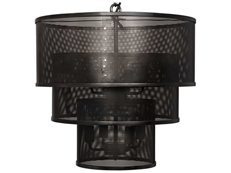 Noir 8-Light Black Round Tiered Chandelier