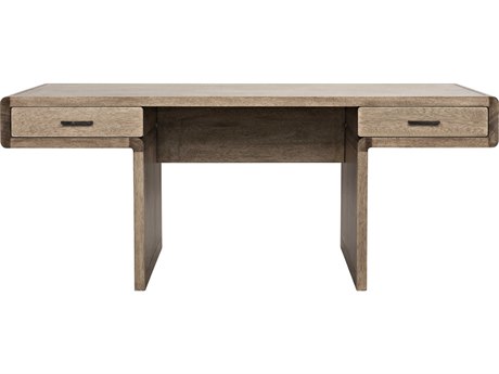 Noir Office Essentials Washed Walnut Brown Wood Secretary Desk