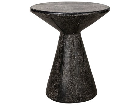 Noir Round Black End Table