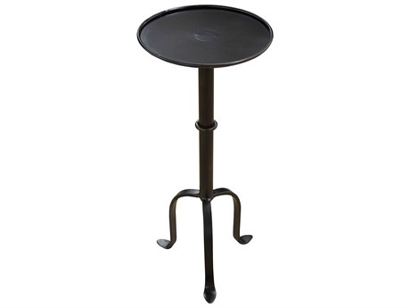 Noir Round Black Metal End Table