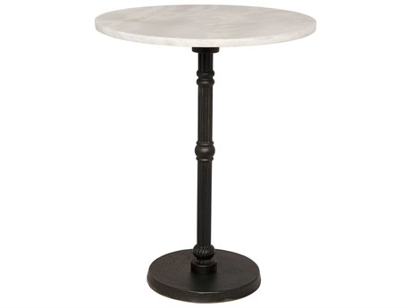 Noir Round Stone Matte Black End Table