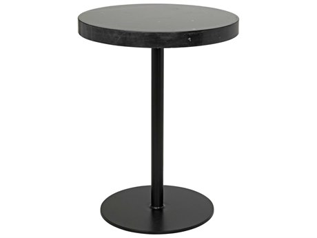 Noir Round Marble Matte Black End Table