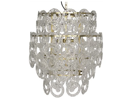 Noir 6-Light Antique Brass Clear Glass Tiered Pendant