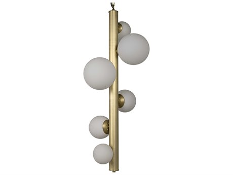 Noir 6-Light Antique Brass White Glass Globe Pendant