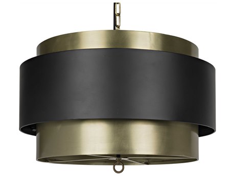 Noir 4-Light Antique Brass Round Pendant