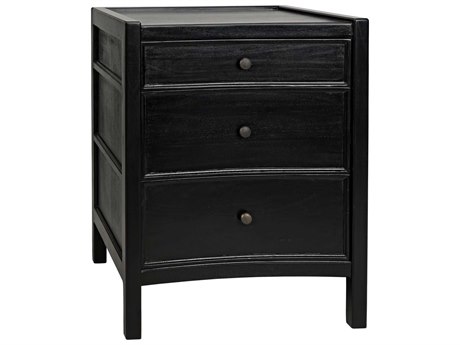 Noir Hampton 3-Drawers Mahogany Wood Nightstand