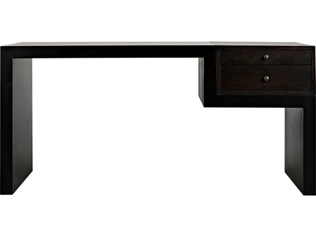 Noir Black Metal Ebony Walnut Wood Secretary Desk