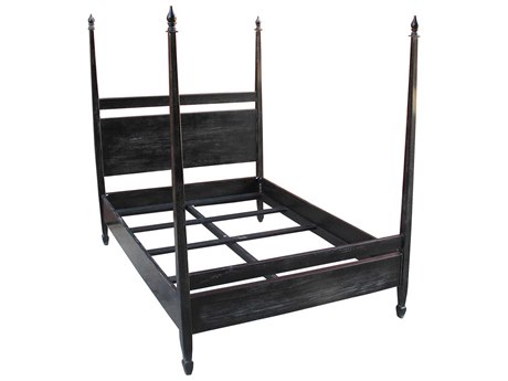 Noir Furniture Venice Hand Rubbed Black, Black Queen Poster Bed