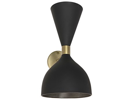 Noir 2-Light Black Brass Wall Sconce