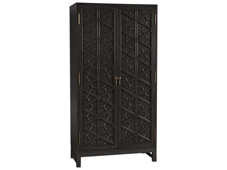 Noir Pale Black Mahogany Wood Wardrobe Armoire