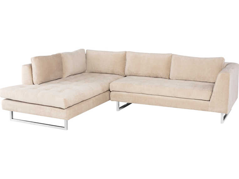 Nuevo Janis Almond Silver Brushed, Right Arm Sectional Sofa