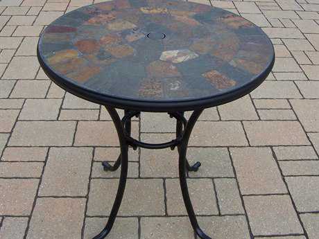 Oakland Living Stone Art Wrought Iron 26 Round Bistro Table With Oakland Living Stone Art Wrought Iron