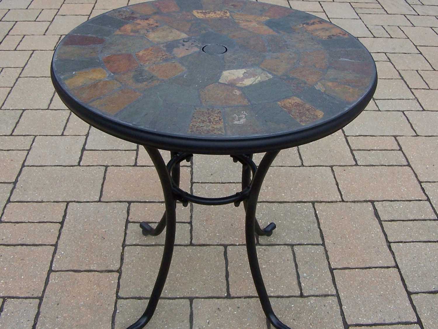 Oakland Living Stone Art Wrought Iron 26 Round Bistro Table With