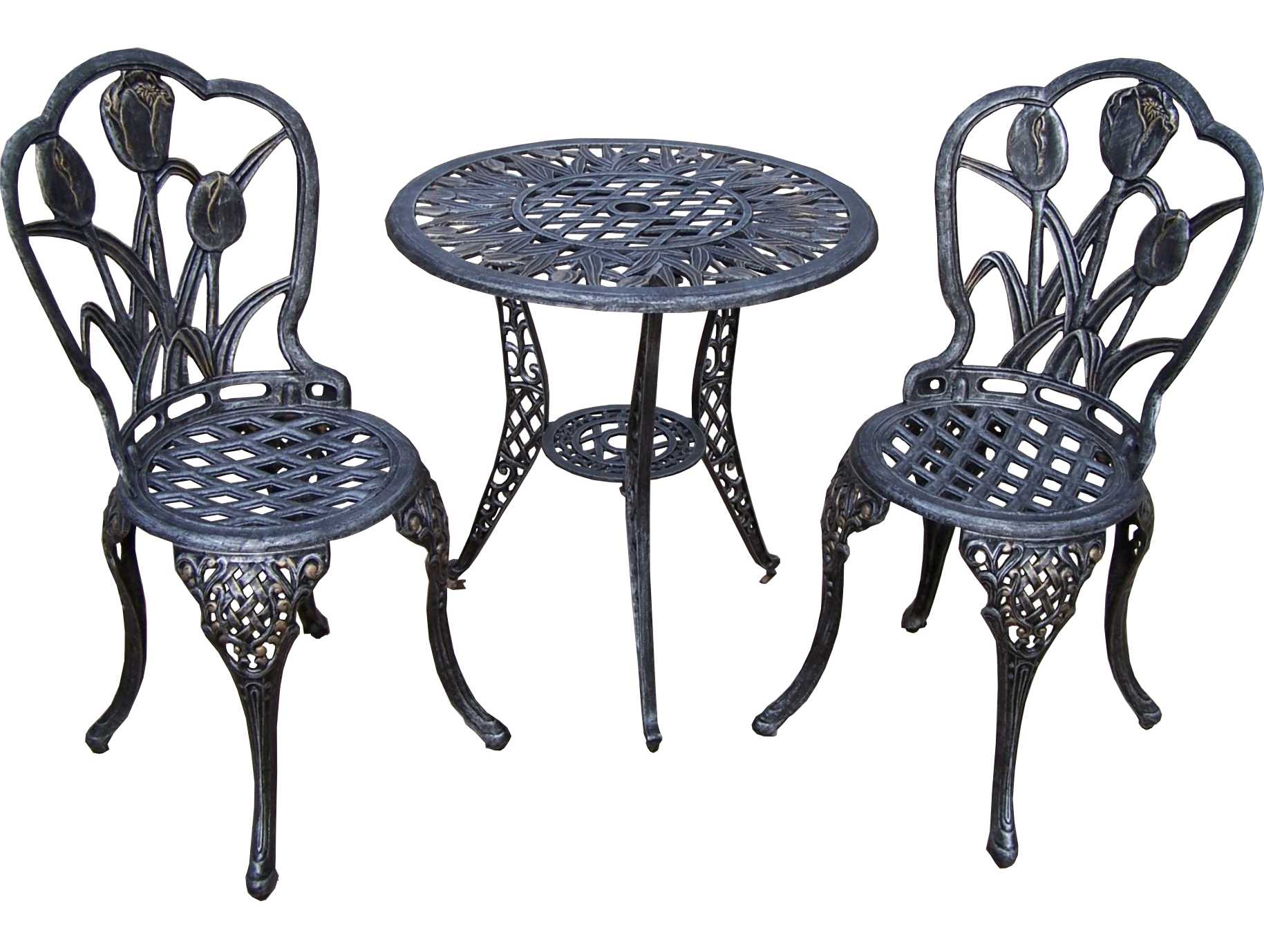 Oakland Living Cast Aluminum Tulip 3 Pc. Bistro Set in ... Oakland Living Cast Aluminum Tulip 3 Pc. Bistro Set in ... on Oakland Living Bistro Set id=25899