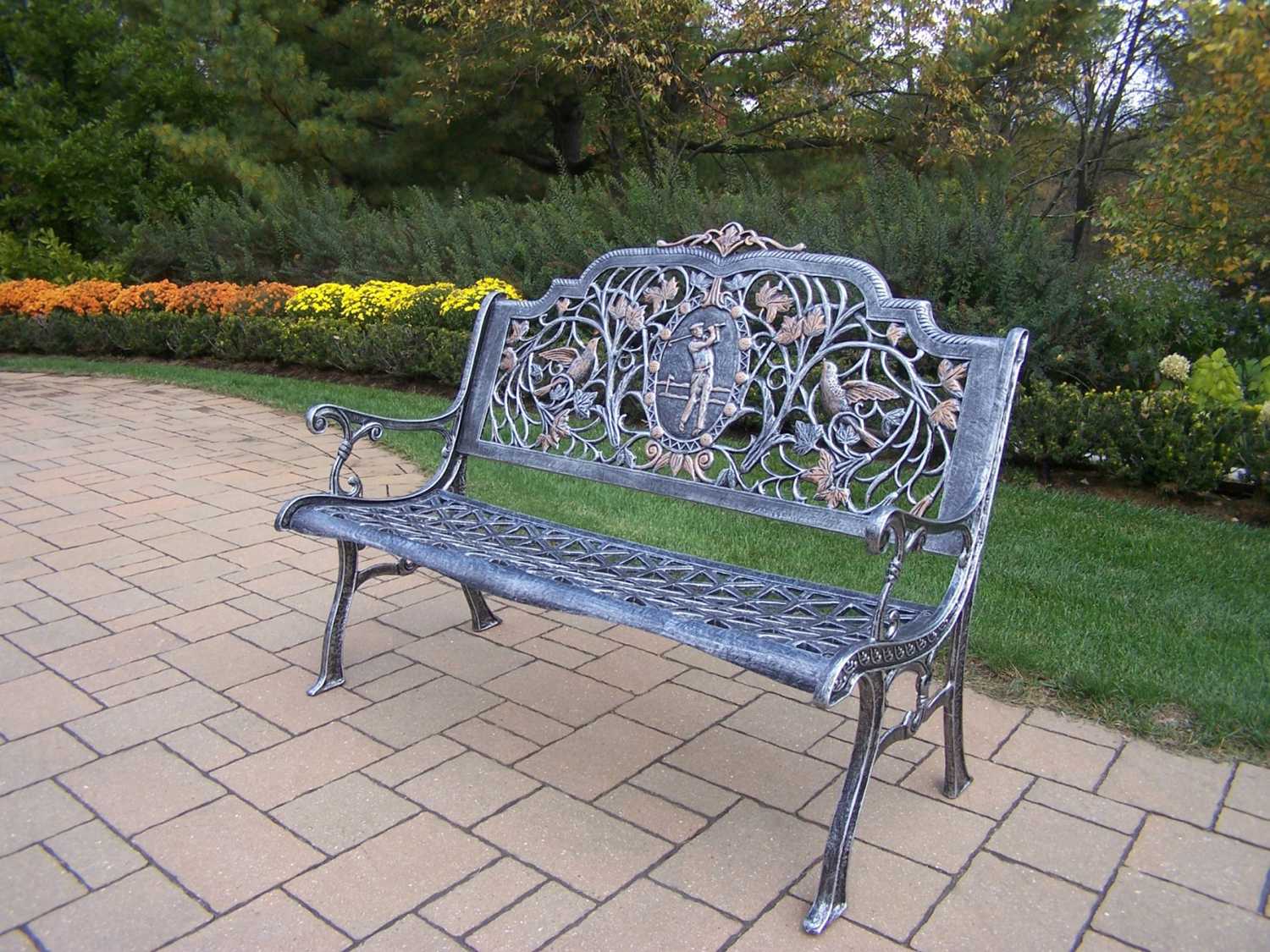 Oakland Living Cast Aluminum Golfer Bench in Antique Pewter | OL6004AP