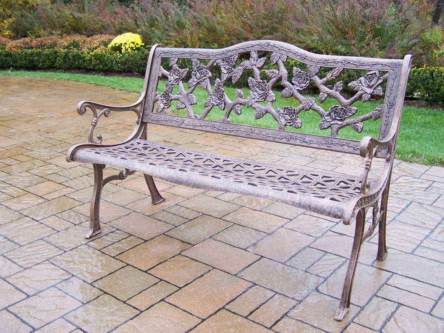 Oakland Living English Rose Cast Aluminum Bench In Antique Bronze