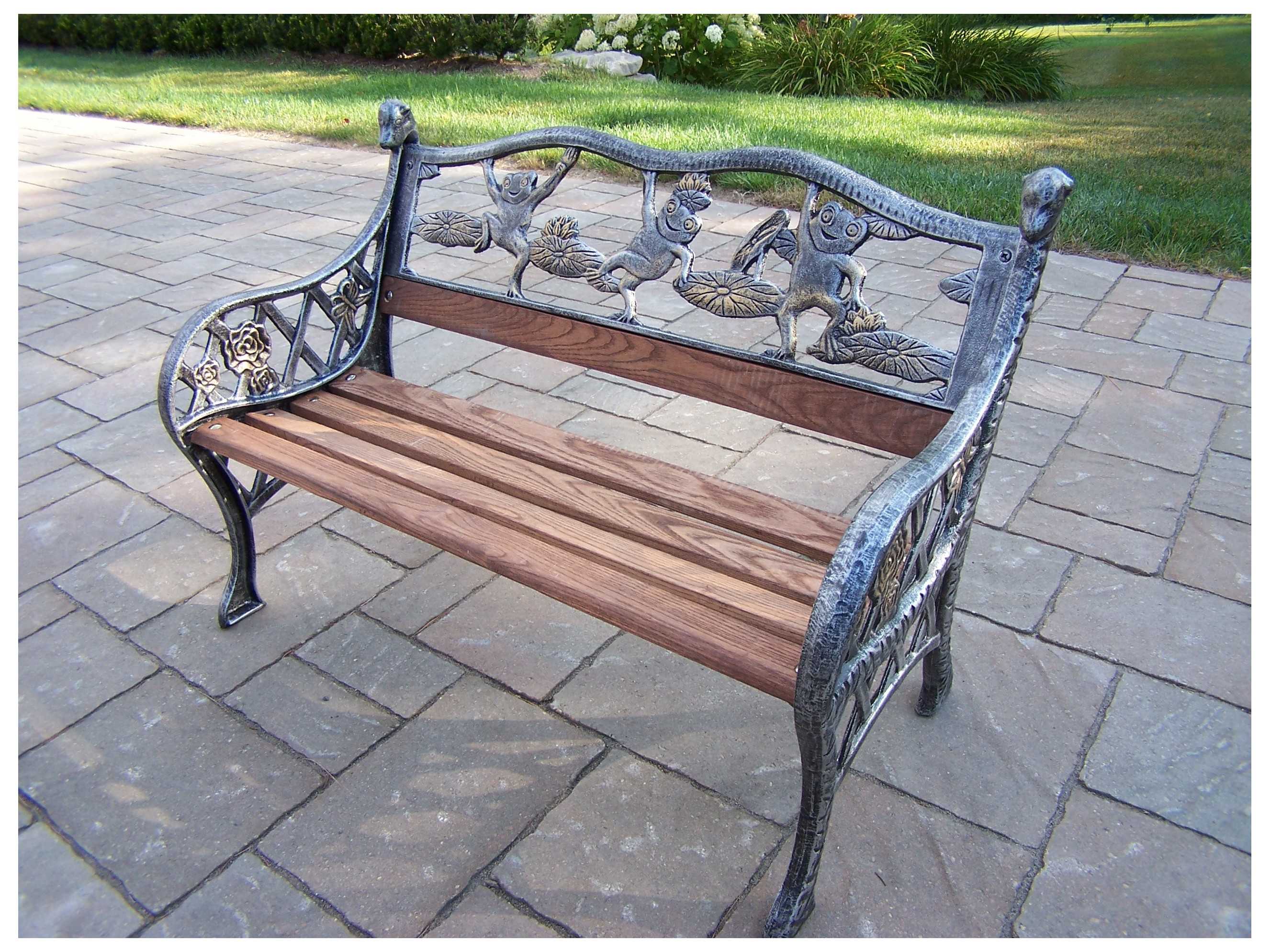 Oakland Living Frogs Garden Cast Iron Decorative Bench