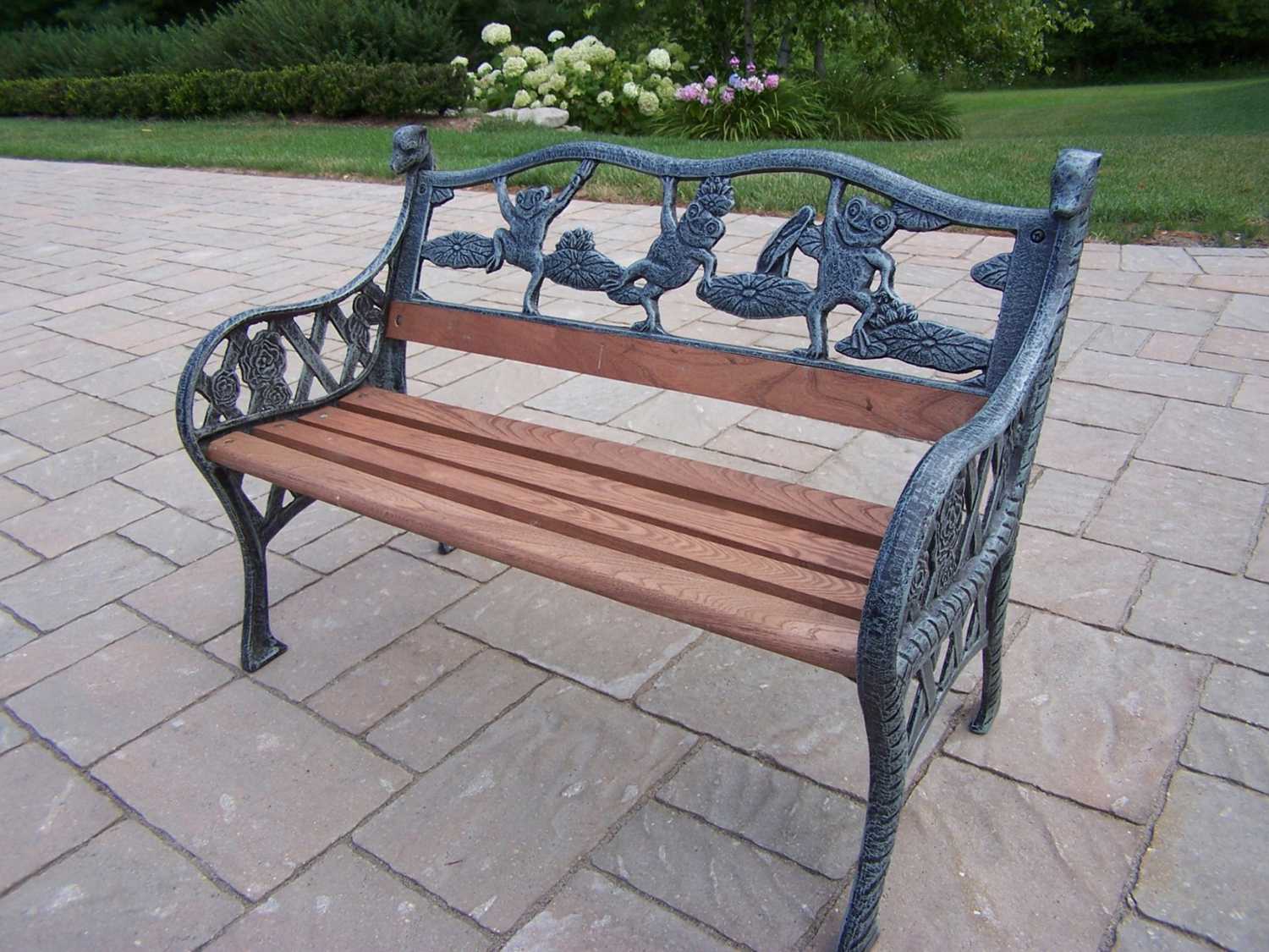 Oakland Living Frogs Cast Iron Garden Decorative Bench with Frog design ...