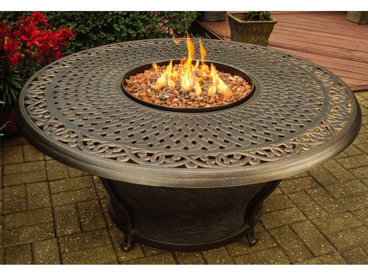 Oakland Living Aluminum Charleston 48 Round Gas Firepit Table