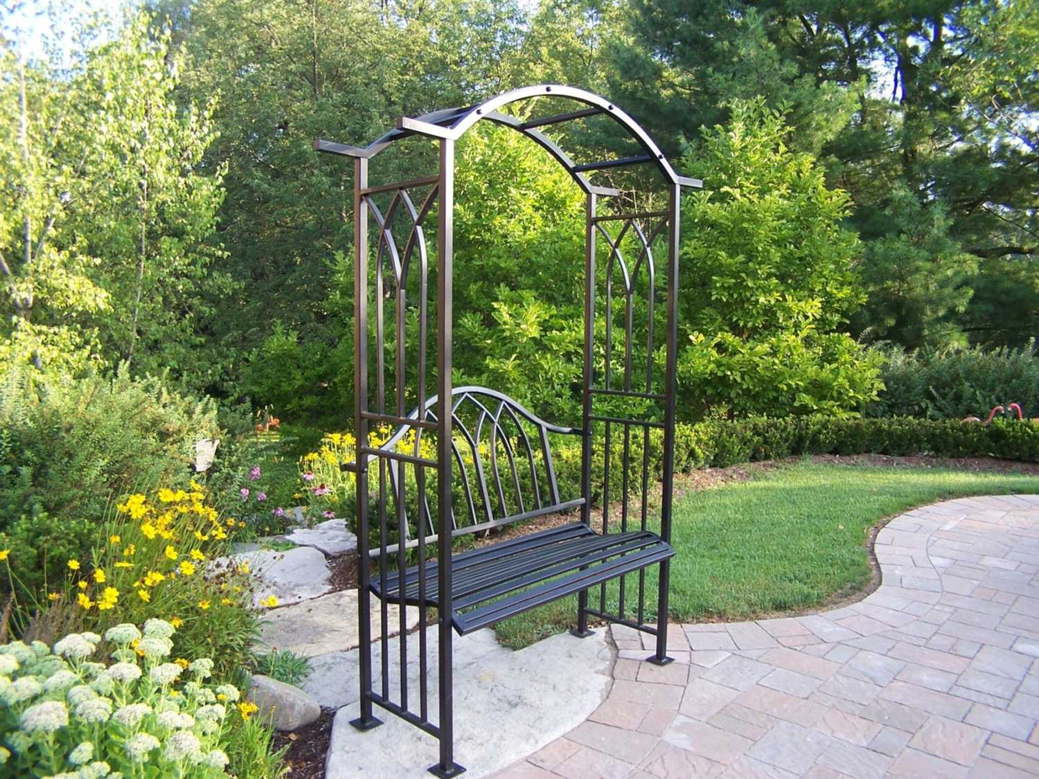 Oakland Living Mississippi Wrought Iron Arbor with Bench 