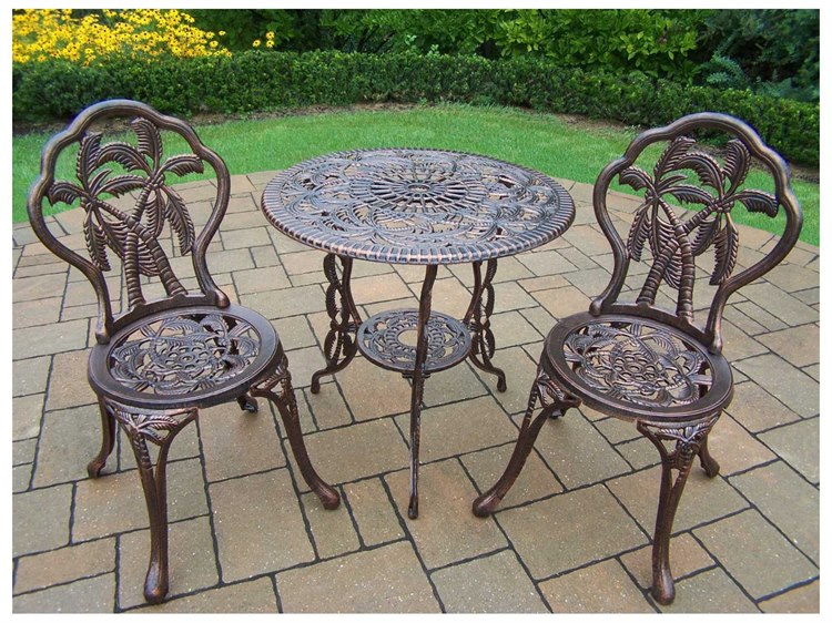 Oakland Living Palm Tree Cast Aluminum 3 Pc Bistro Set 3716 Ab Oakland Living Palm Tree Cast Aluminum