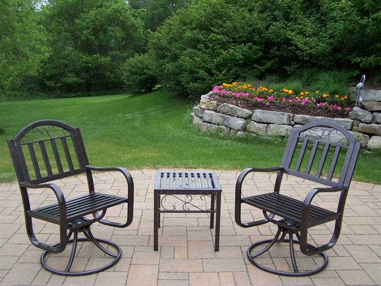 Oakland Living Rochester Wrought Iron 3 Pc. Swivel Chair ...