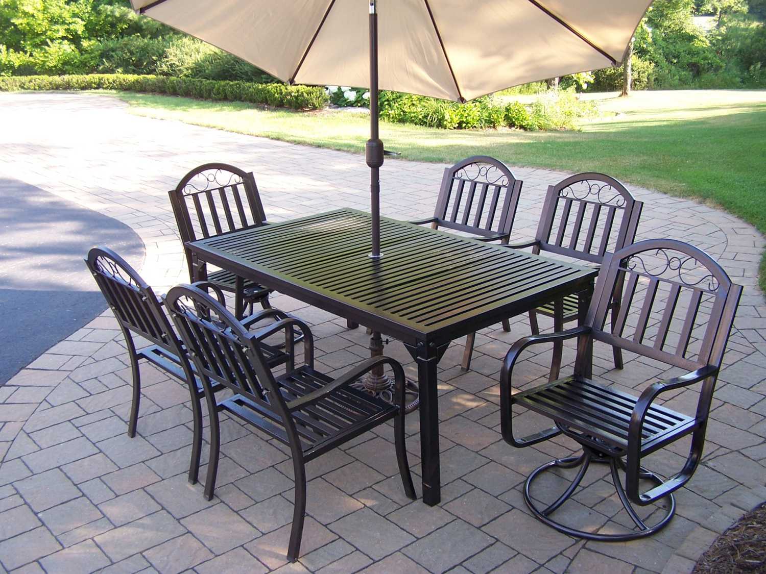 Oakland Living Rochester Wrought Iron 9 Pc. Dining Set ...