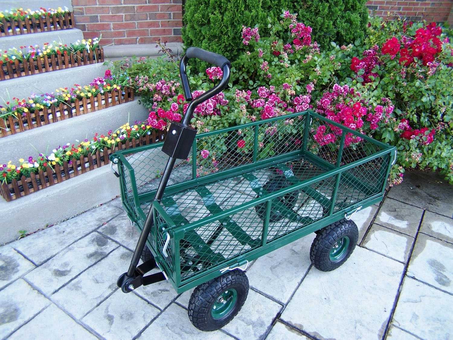 Oakland Living Steel Utility Metal Garden Cart in Green | OL90014GN