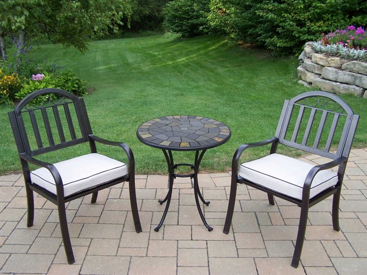 Oakland Living Stone Art Rochester Wrought Iron 3 Pc Bistro Set Oakland Living Stone Art Rochester