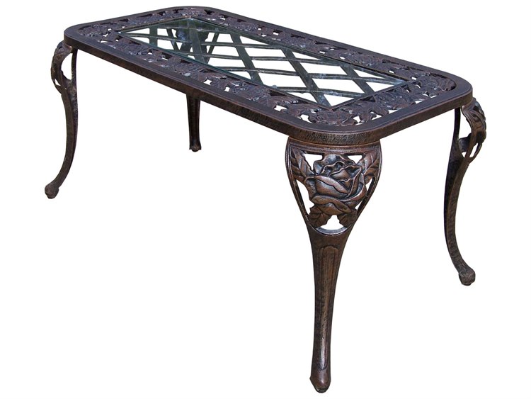 Oakland Living Tea Rose Cast Aluminum 37 X 15 Rectangular Cocktail Oakland Living Tea Rose Cast Aluminum 37 X 15 Rectangular Cocktail Table In Antique Bronze 3007 Ab