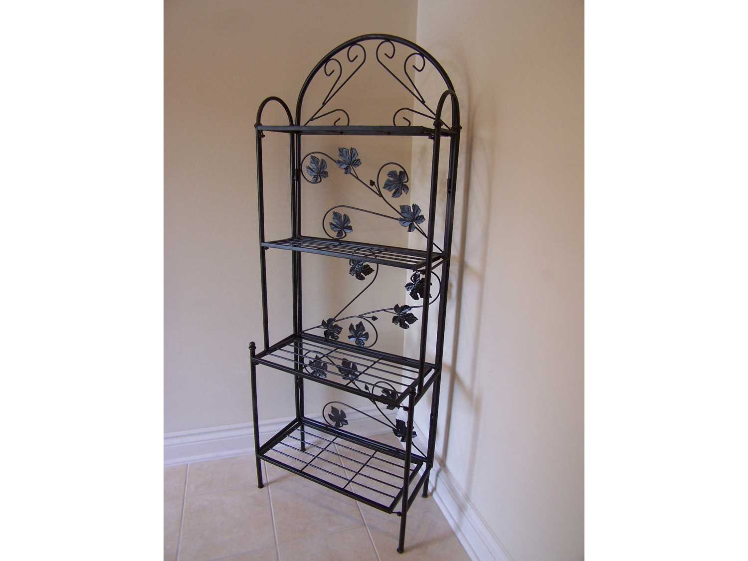 Oakland Living Wrought Iron Bakers Rack Sun Valley In Black