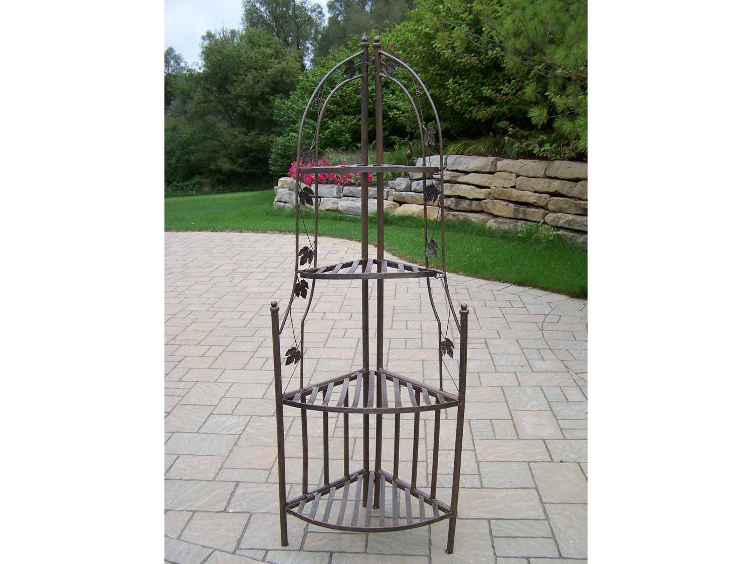 Oakland Living Wrought Iron Corner Shelf Plant Stand In Antique Wrought Iron Corner Shelf Plant Stand